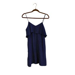 ATM Anthony Thomas Melillo Silk Polka Dot Flounce Mini Dress Midnight Navy Small